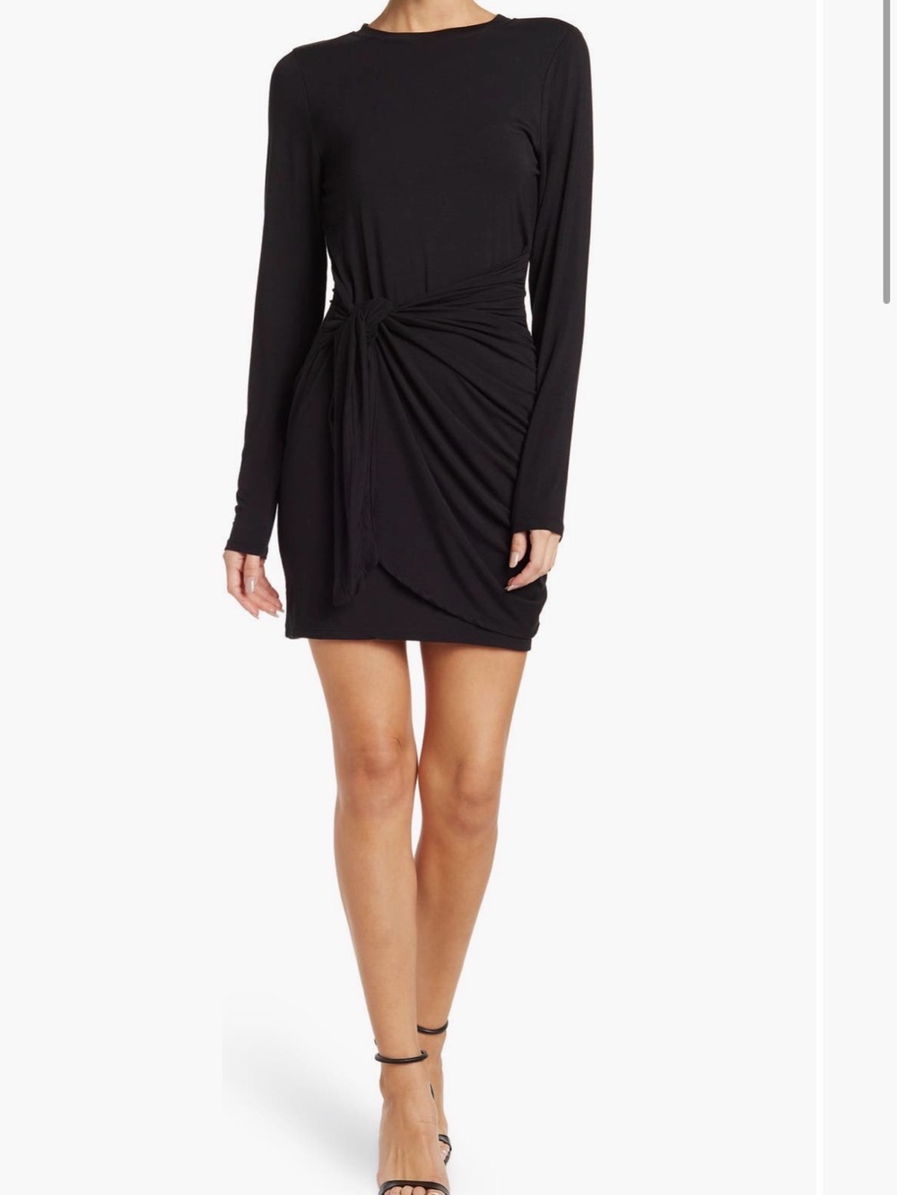 Socialite Black Long-Sleeve Knot-Front Mini Dress